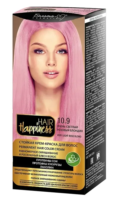 Hair Happiness Крем-краска для волос аммиачная №10.9 светлый розовый блондин