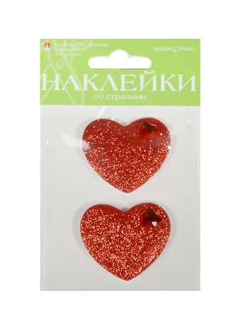 Декоративные наклейки со стразами Набор № 1 Сердечки (2-331/01) (2шт.) (3 вида) (упаковка)