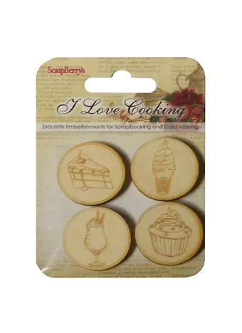 Деревянные фишки с гравировкой №4 Готовим Дома (SCB62000114) (4шт) (упаковка)