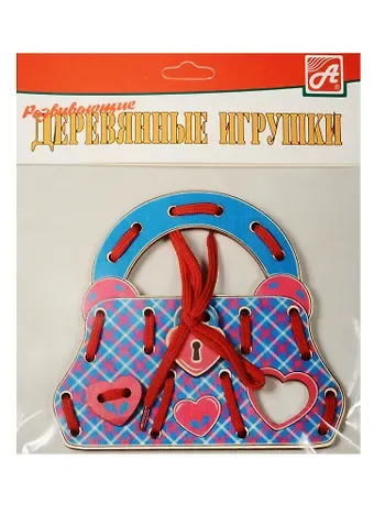 Шнуровка сумочка Клетчатый узор (Д500а) (сумочка+замочек+сердечко+шнурок) (3+) (упаковка)