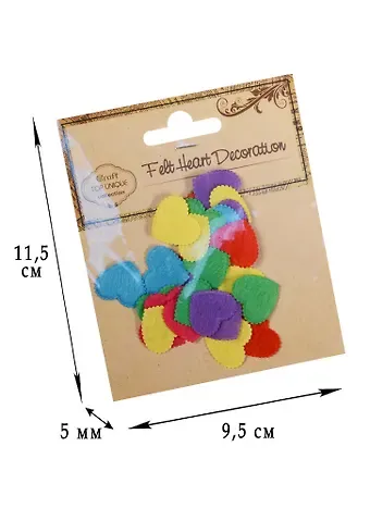 Фетровые сердечки микс, 2*1,8см, 30 шт (D26001246)