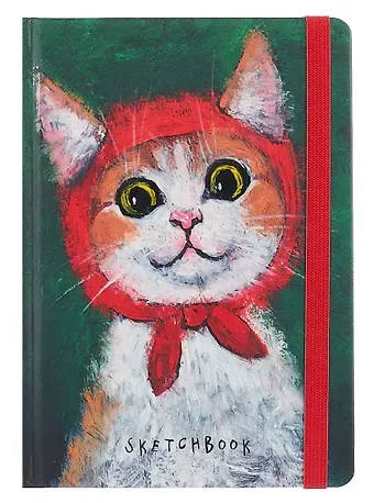 Скетчбук А5 80л "КОТИК" 100г/м2, тв.обложка, выб.лак, резинка, мат.ламинация