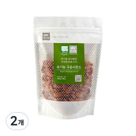 Yugawon Organic Roasted Almonds, 340g, 2 pieces, Korean nuts