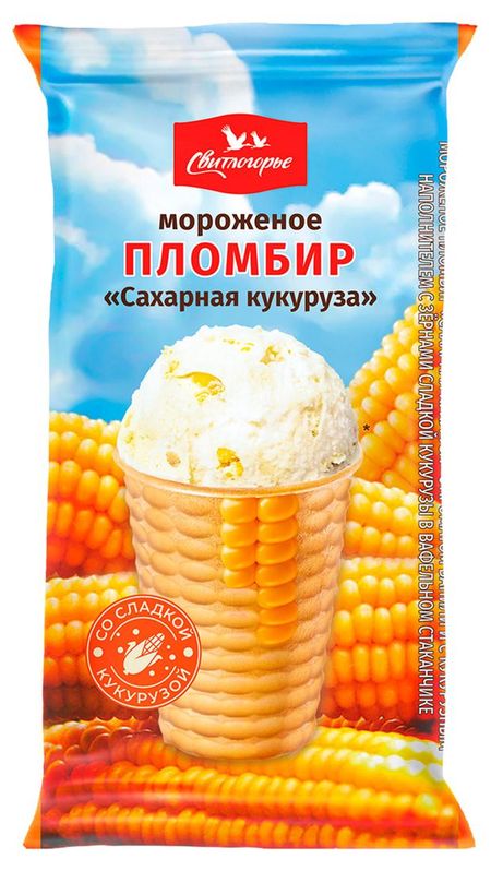 Мороженое молочное Свитлогорье Пломбир с кукурузой, 95 г