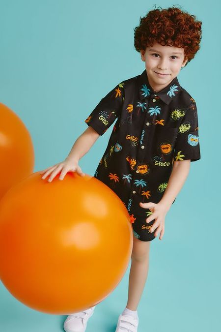 Рубашка хлопковая с коротким рукавом и принтом GIOCO 1567₽