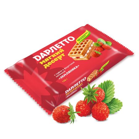 Мягкие вафли Дарлетто с молочным суфле и земляникой, 108 г