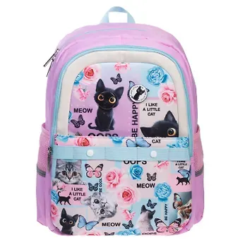 Рюкзак "Cat day" 2отд., 41*29*17,5см, полиэстер, светоотраж.эл-ты, 3 кармана