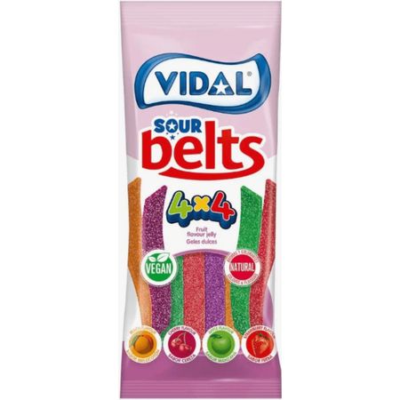 Мармелад Vidal sour belts natur 4 вкуса, 4 цвета ассорти 90 г