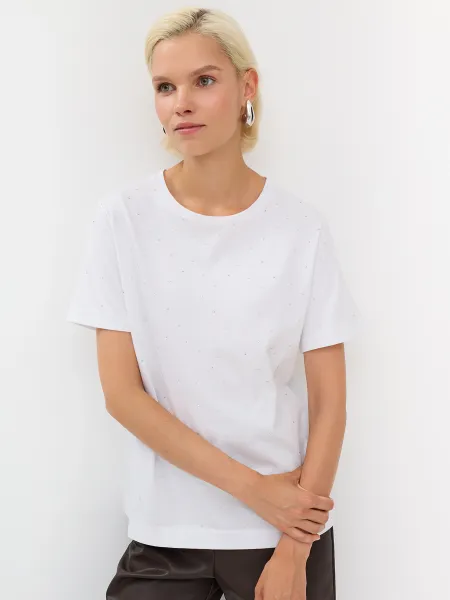 Футболка с декоративными стразами из 100 хлопка SAVAGE 1449₽