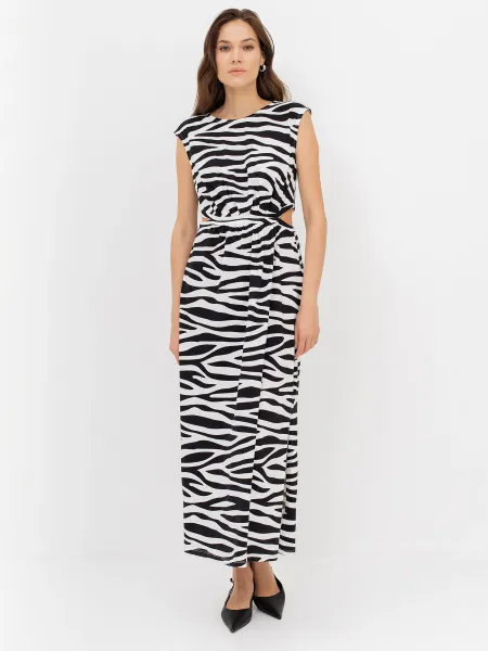Платье с анималистичным принтом и разрезами на талиии SAVAGE 2599₽