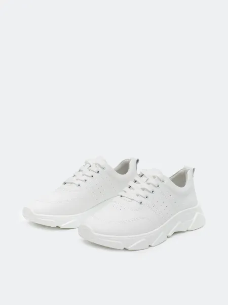 Базовые белые кроссовки из натуральной кожи SAVAGE 3799₽