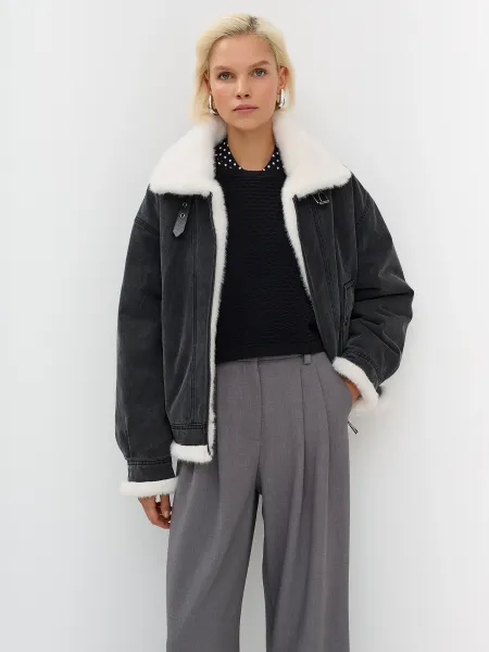 Укороченная джинсовая куртка с искусственным мехом SAVAGE 8399₽