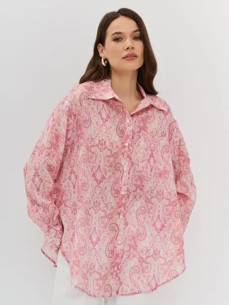 Рубашка из тенселя с принтом SAVAGE 3499₽