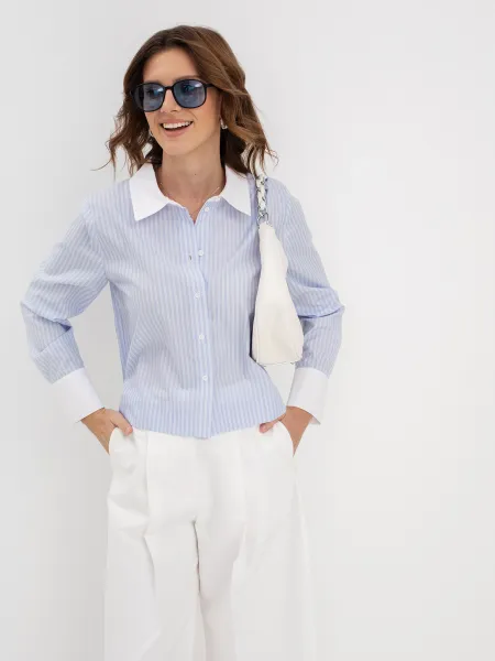 Укороченная рубашка с контрастным воротником и манжетами SAVAGE 2299₽