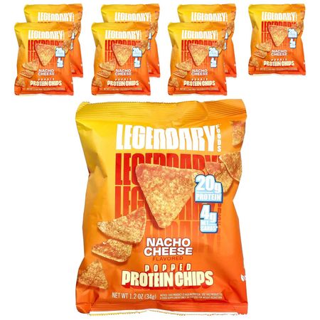 Legendary Foods, Жареные протеиновые чипсы, сыр начо, 7 пакетиков, 1,2 унции (34 г) Каждый