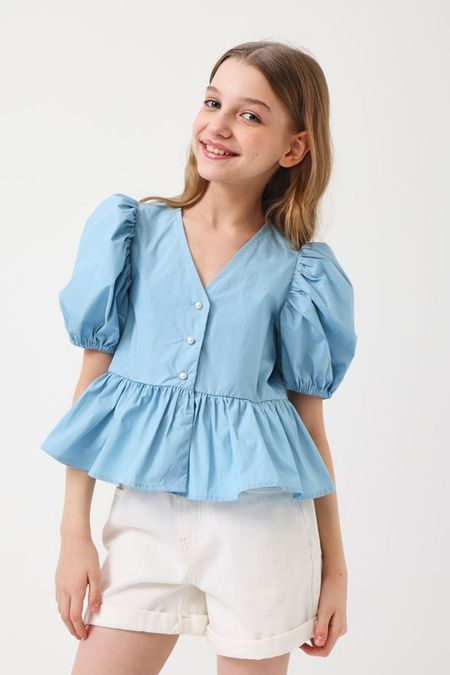 Блуза хлопковая с рукавами фонарик Smena 1185₽