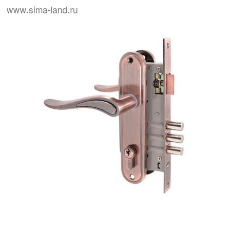 Замок врезной «АЛЛЮР» 102/3 AС, с ручкой, 4 ключа, цвет старая медь