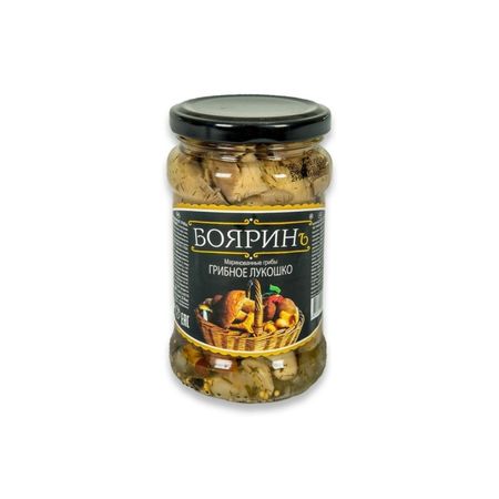 Грибы Бояринъ маринованные, грибное лукошко, стеклянная банка 314 мл