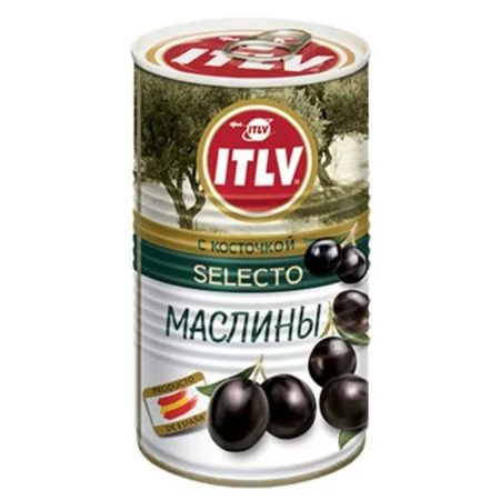 Оливки чёрные ITLV с косточкой 350 г