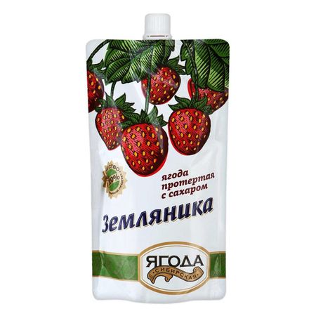 Земляника Сибирская ягода протертая с сахаром 280 г
