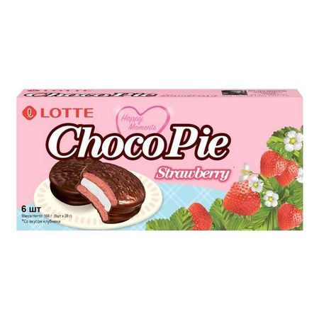 Печенье Lotte Чокопай со вкусом клубники, 168 г
