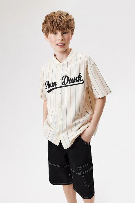 Рубашка хлопковая с коротким рукавом и принтом ACOOLA 1065₽