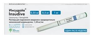 Инсудайв Раствор для подкожного введения 0,25/0,5 мг/1 мг/доза шприц-ручка 3 мл 1 шт + игла 6 шт