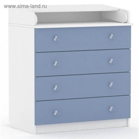 Комод пеленальный Polini kids Simple 1580, цвет белый-синий купить недорого