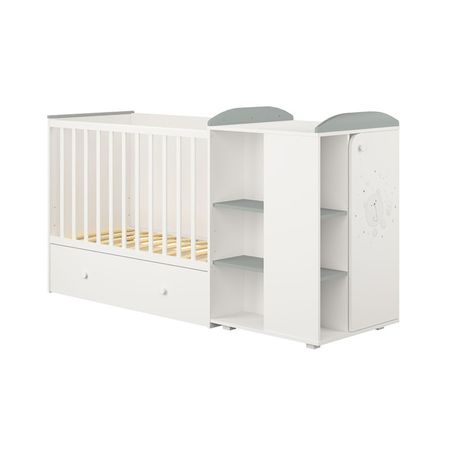 Кровать детская Polini kids French 900, Teddy, с комодом, цвет белый-серый купить недорого