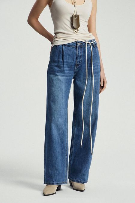 Джинсы широкого кроя с защипами Nume