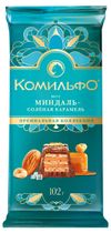 Шоколад Комильфо Молочный и белый с вафлей со вкусами миндаля и солёной карамели, 10 2г