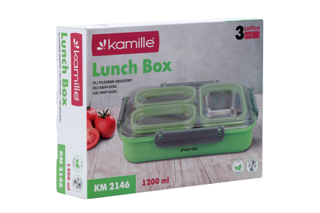 Ланч бокс Kamille КМ 2146 нерж сталь/пластик 3 отсека 1,2 л, синий