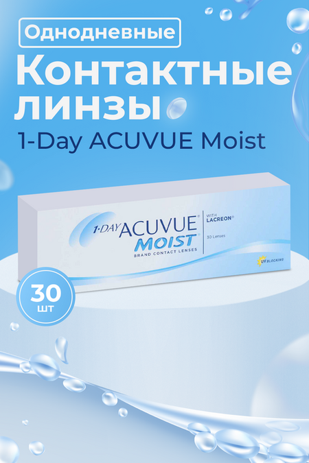 Контактные линзы 1 DAY ACUVUE Moist 30 линз R 8.5 D -8.00