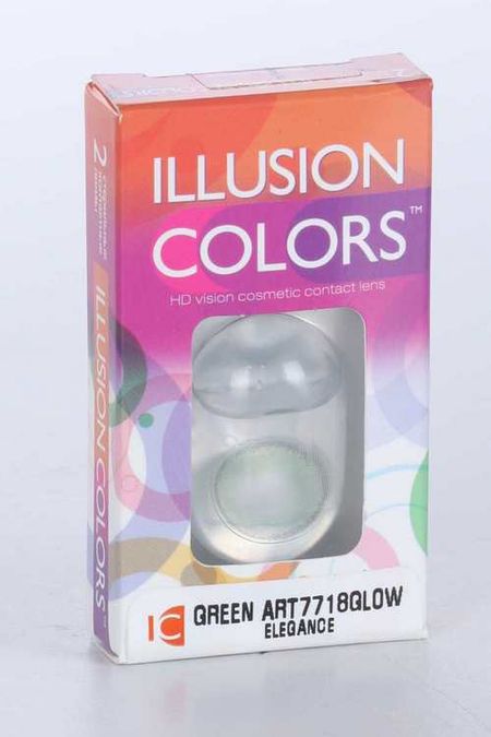 Линзы ILLUSION colors el GREEN GLOW контактные - 0.00/14.0/8.6/ 2 шт