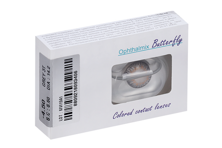 Контактные линзы цветные Офтальмикс Butterfly 3Т серый -4,50, 8,60, пара