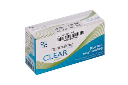 Линзы Офтальмикс Butterfly Clear Blue Tint контактные R 8.6 (диоптрия -9,0), 4 шт