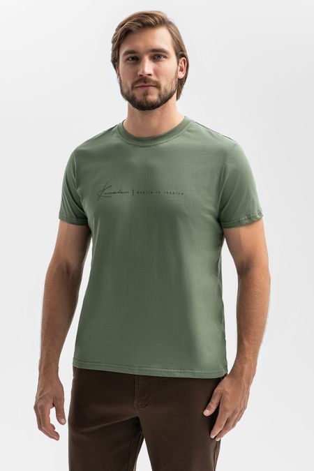 Хлопковая футболка цвета хаки Slim fit 0₽