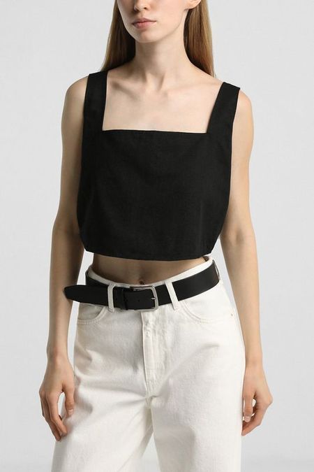 Топ из хлопка и льна на лямках Calvin Klein Jeans 5767₽