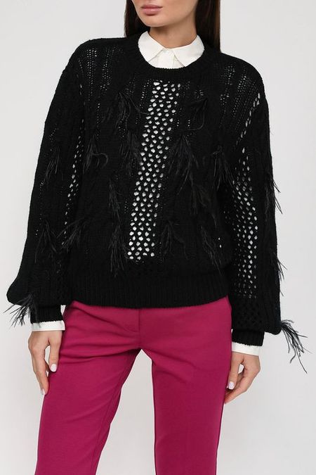 Джемпер из шерсти альпаки и декором из перьев TWINSET 16710₽