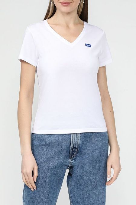 Футболка хлопковая с V-вырезом HUGO 4190₽