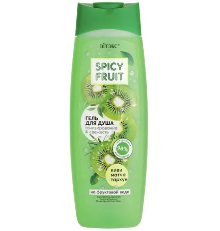 SPICY FRUIT Гель для душа на фруктовой воде Тонизирование&Свежесть,Киви-Матча-Тархун, 515 мл