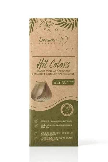 Hit Colors Краска стойкая с маслом оливы и пантенолом тон № 8.31 Солнечный лен