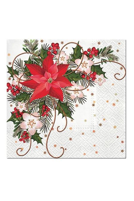 Салфетки трехслойные с принтом Рождественская композиция 20 шт Paw 367₽