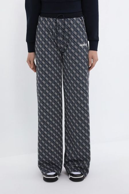 Брюки спортивные из смесового хлопка с принтом Guess 6840₽