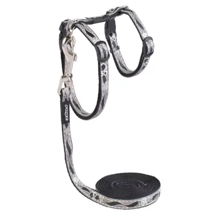 Rogz Комплект для кошек поводок и шлейка размер XS серия Night Cat Длина 180 см черный 1336₽