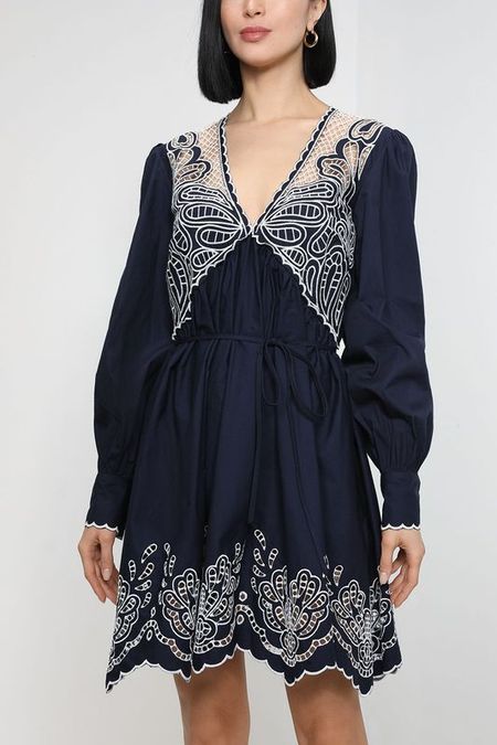 Хлопковое мини-платье с кружевной отделкой TWINSET 13320₽