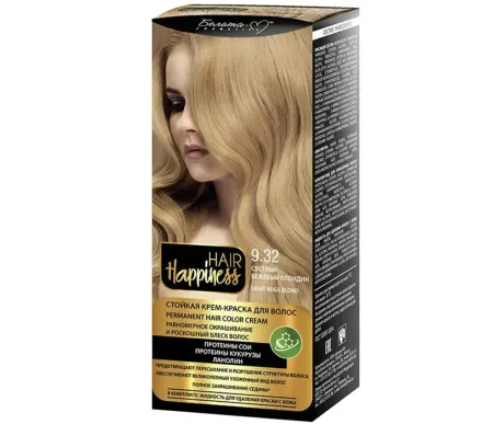 Hair Happiness Крем-краска для волос аммиачная №9.32 бежевый блондин