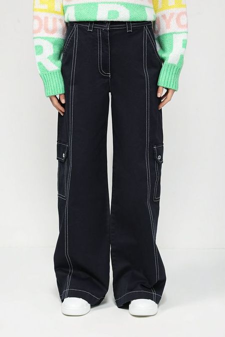 Брюки хлопковые с карманами широкого кроя BOSS 12490₽