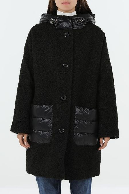 Пальто комбинированное с капюшоном и карманами Geox 39990₽