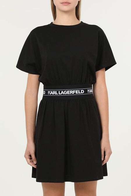 Платье трикотажное с широким поясом и логотипом Karl Lagerfeld 10390₽